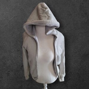 🐑 Tommy Hilfiger Light Gray Sherpa Fleece Sz Xs